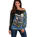 Custom Cowboys Off Shoulder Sweater Cattle Dog Mascot With Aboriginal Indigenous