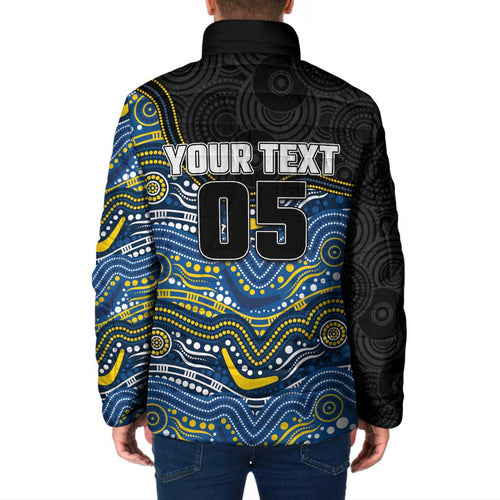 Custom Cowboys Padded Jacket Cattle Dog Mascot With Aboriginal Indigenous