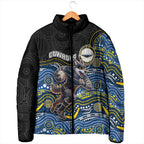 Custom Cowboys Padded Jacket Cattle Dog Mascot With Aboriginal Indigenous
