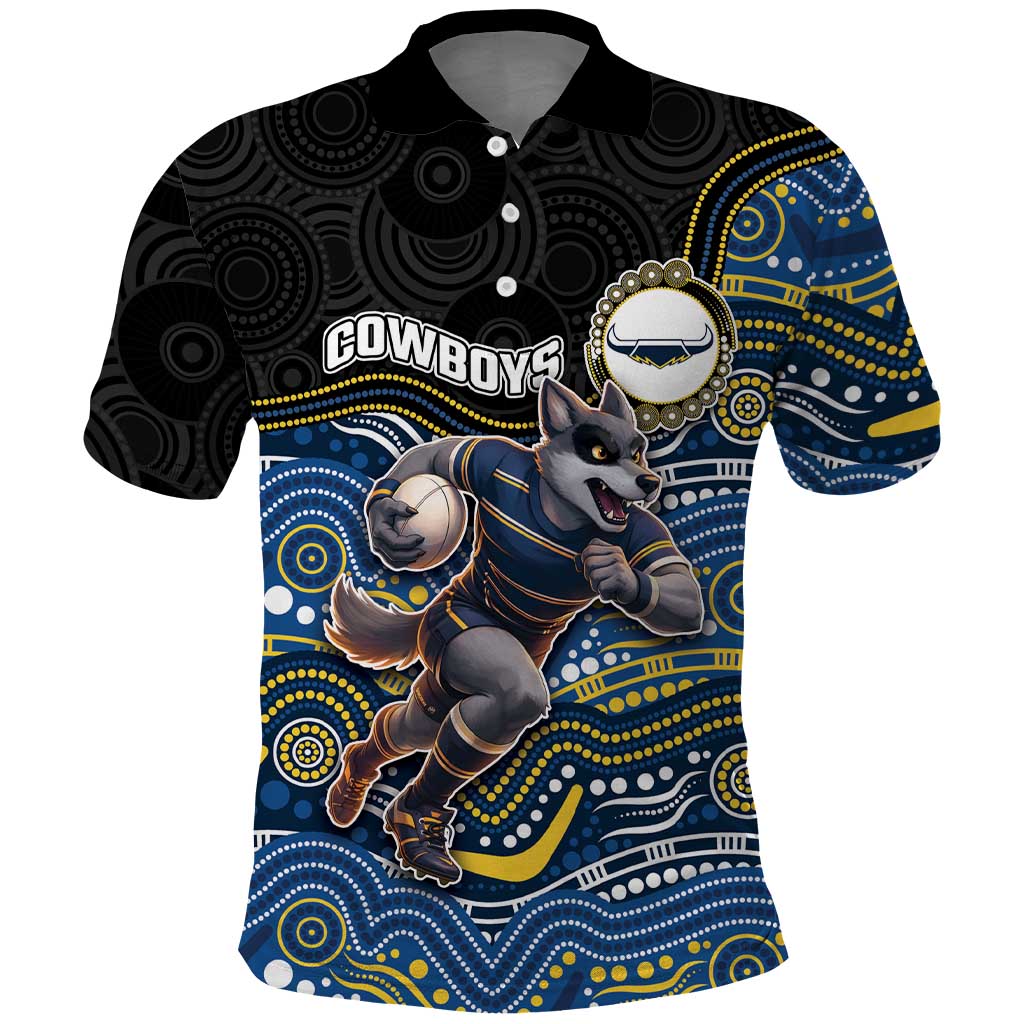 Custom Cowboys Polo Shirt Cattle Dog Mascot With Aboriginal Indigenous