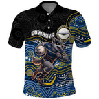 Custom Cowboys Polo Shirt Cattle Dog Mascot With Aboriginal Indigenous