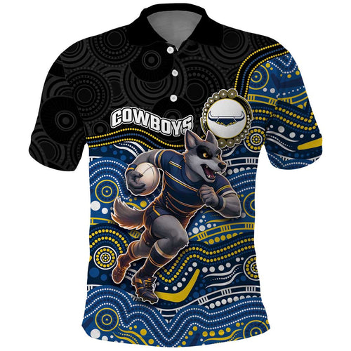 Custom Cowboys Polo Shirt Cattle Dog Mascot With Aboriginal Indigenous