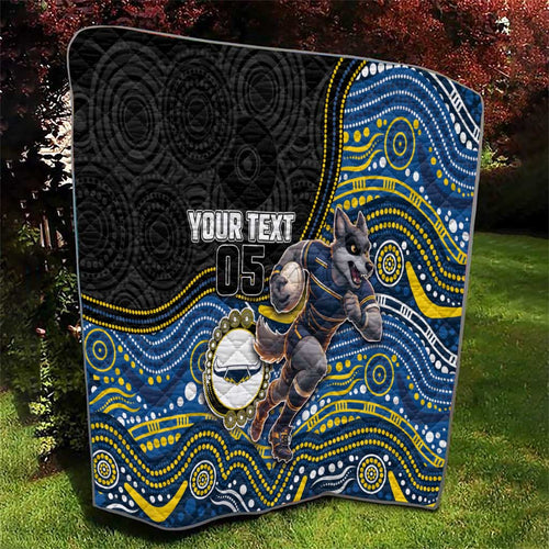 Custom Cowboys Quilt Cattle Dog Mascot With Aboriginal Indigenous