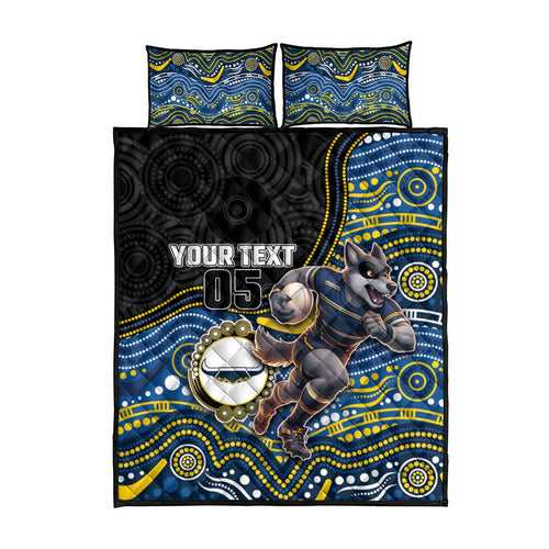 Custom Cowboys Quilt Bed Set Cattle Dog Mascot With Aboriginal Indigenous