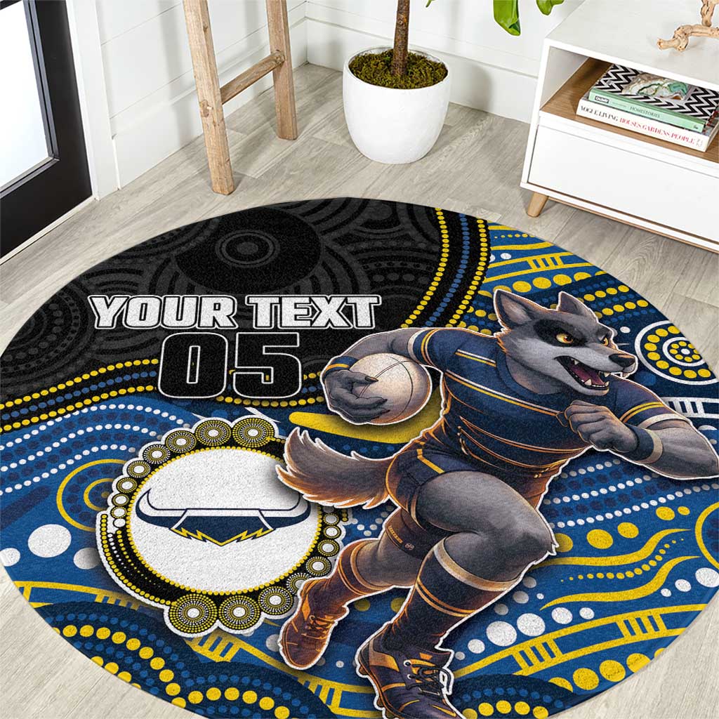 Custom Cowboys Round Carpet Cattle Dog Mascot With Aboriginal Indigenous