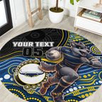 Custom Cowboys Round Carpet Cattle Dog Mascot With Aboriginal Indigenous