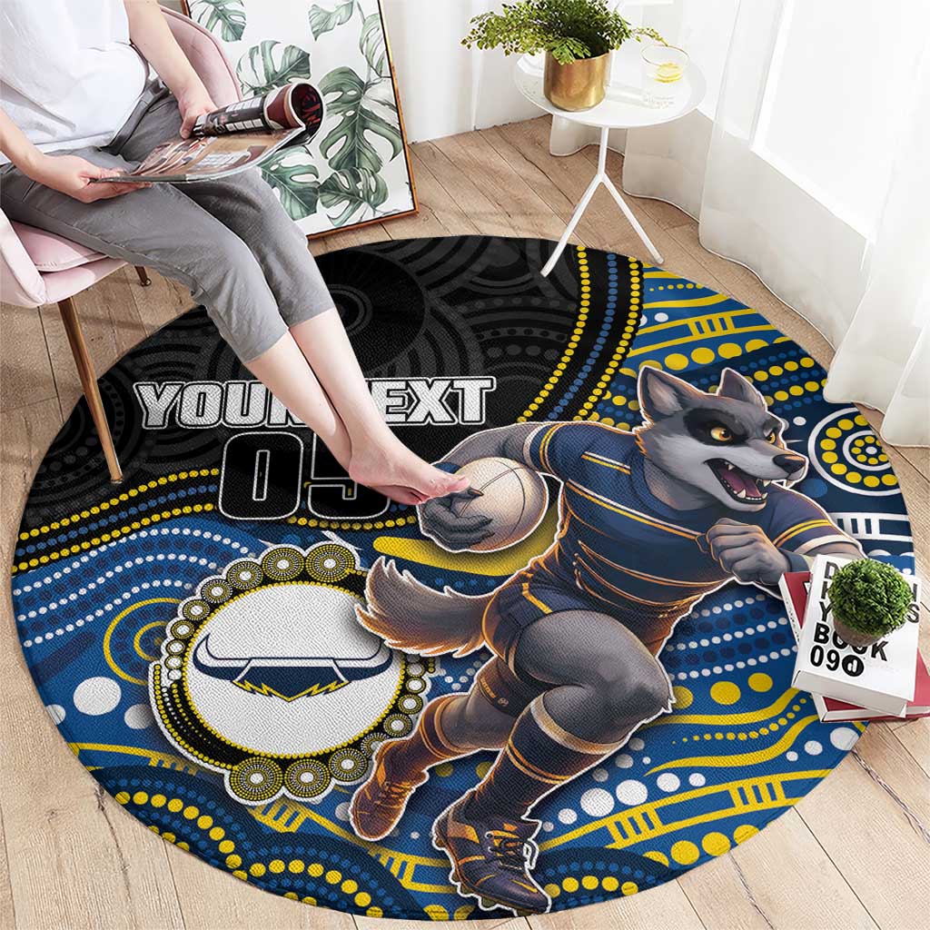 Custom Cowboys Round Carpet Cattle Dog Mascot With Aboriginal Indigenous