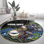 Custom Cowboys Round Carpet Cattle Dog Mascot With Aboriginal Indigenous