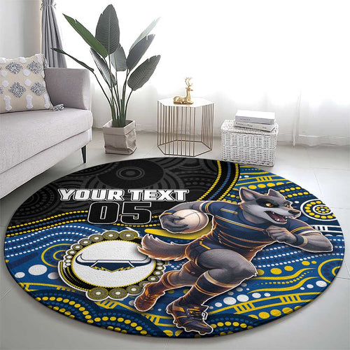 Custom Cowboys Round Carpet Cattle Dog Mascot With Aboriginal Indigenous