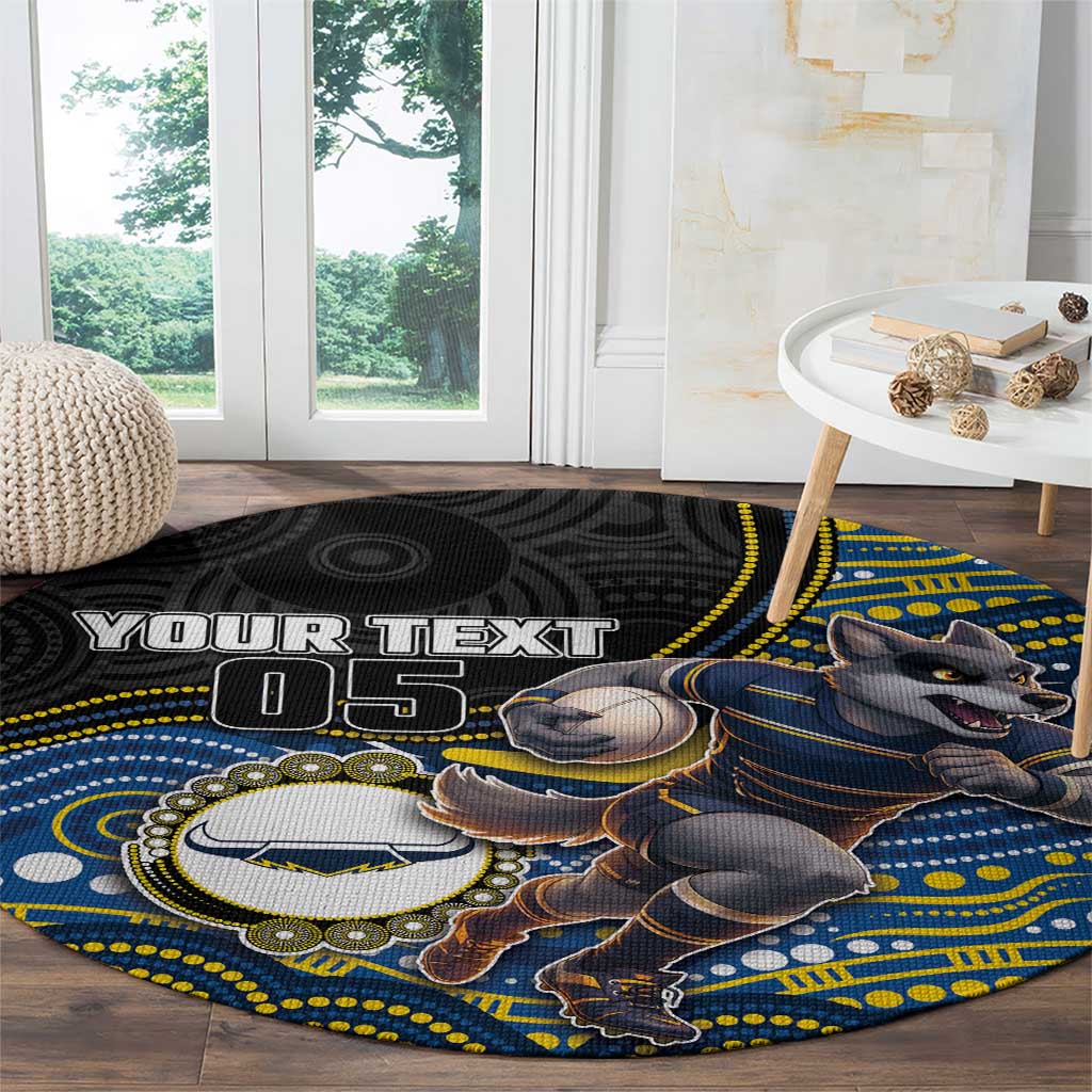 Custom Cowboys Round Carpet Cattle Dog Mascot With Aboriginal Indigenous