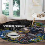 Custom Cowboys Round Carpet Cattle Dog Mascot With Aboriginal Indigenous