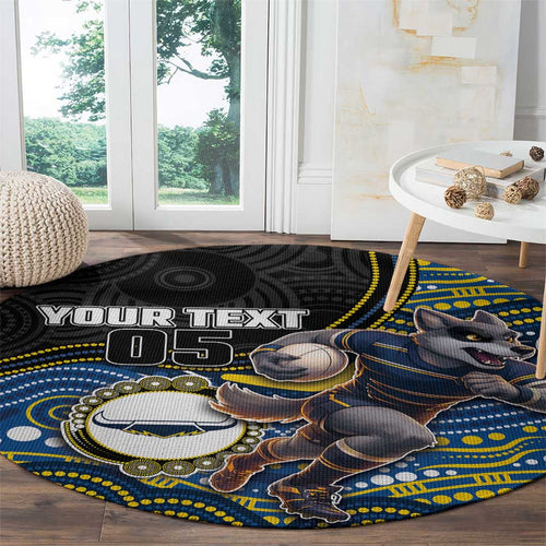 Custom Cowboys Round Carpet Cattle Dog Mascot With Aboriginal Indigenous