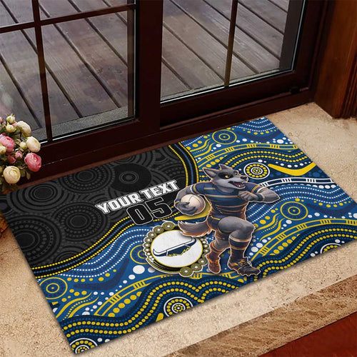 Custom Cowboys Rubber Doormat Cattle Dog Mascot With Aboriginal Indigenous