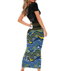Custom Cowboys Short Sleeve Bodycon Dress Cattle Dog Mascot With Aboriginal Indigenous