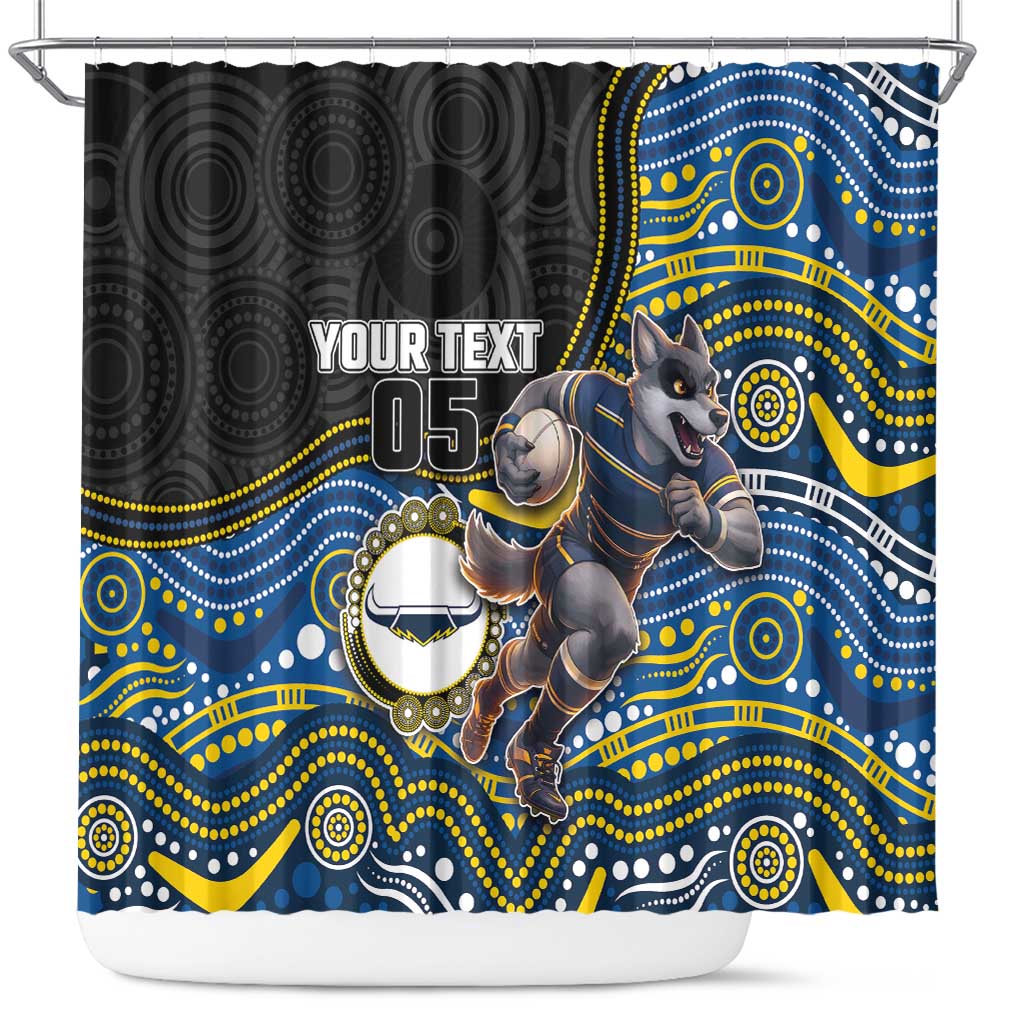 Custom Cowboys Shower Curtain Cattle Dog Mascot With Aboriginal Indigenous