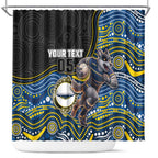 Custom Cowboys Shower Curtain Cattle Dog Mascot With Aboriginal Indigenous
