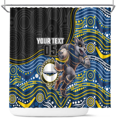 Custom Cowboys Shower Curtain Cattle Dog Mascot With Aboriginal Indigenous