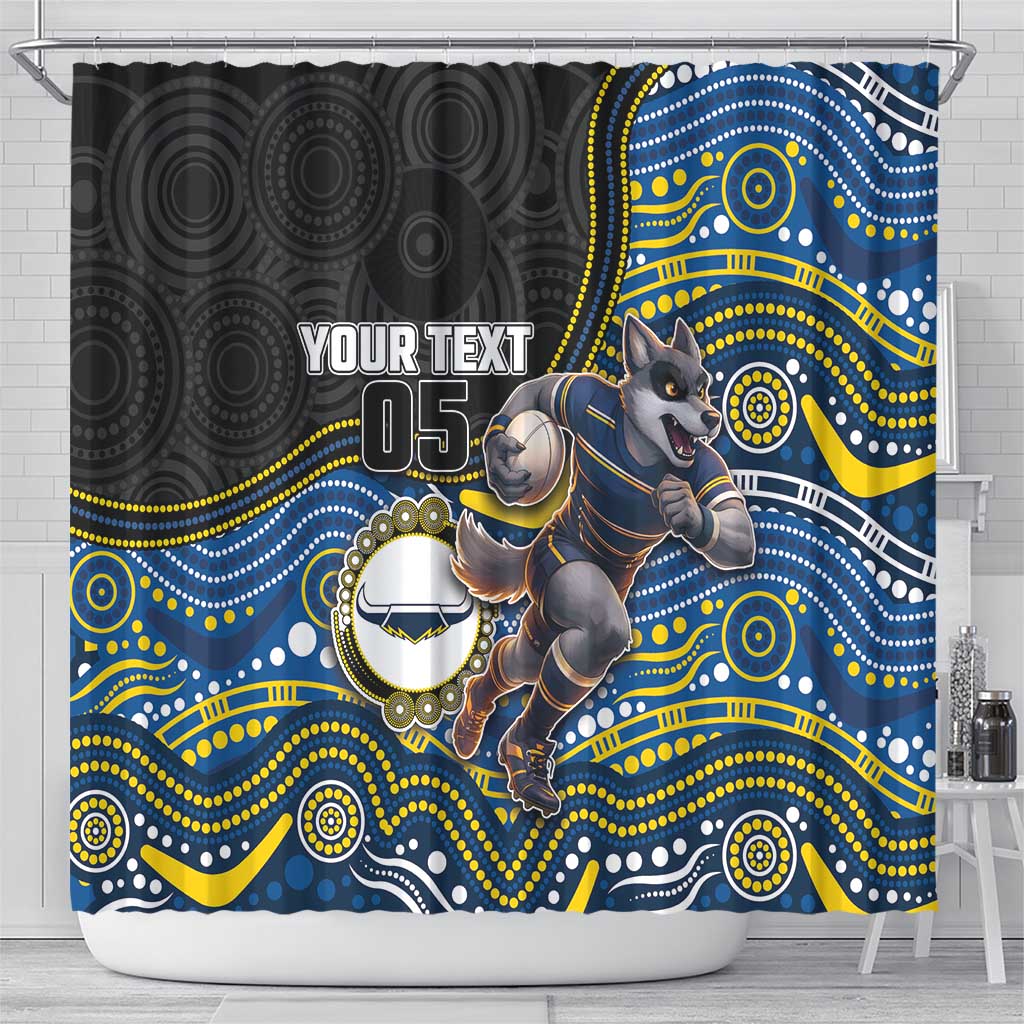 Custom Cowboys Shower Curtain Cattle Dog Mascot With Aboriginal Indigenous