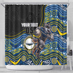 Custom Cowboys Shower Curtain Cattle Dog Mascot With Aboriginal Indigenous