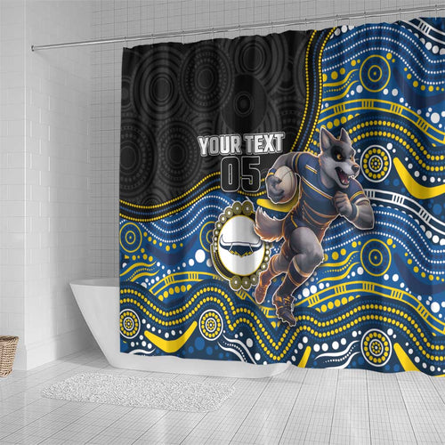 Custom Cowboys Shower Curtain Cattle Dog Mascot With Aboriginal Indigenous