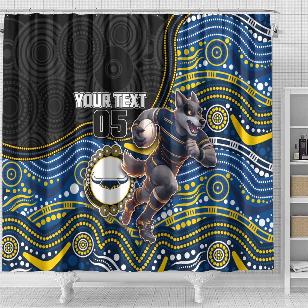 Custom Cowboys Shower Curtain Cattle Dog Mascot With Aboriginal Indigenous