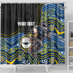 Custom Cowboys Shower Curtain Cattle Dog Mascot With Aboriginal Indigenous