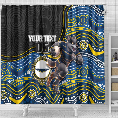 Custom Cowboys Shower Curtain Cattle Dog Mascot With Aboriginal Indigenous