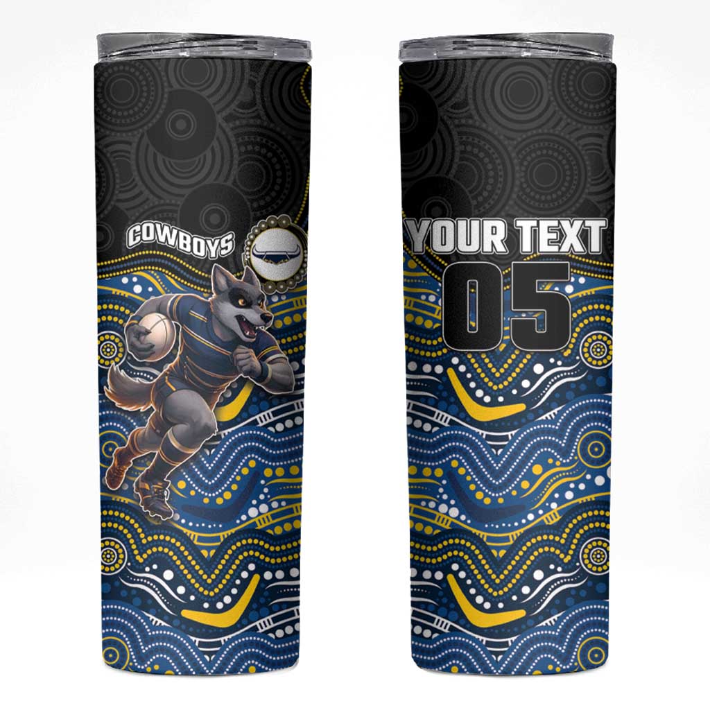 Custom Cowboys Skinny Tumbler Cattle Dog Mascot With Aboriginal Indigenous