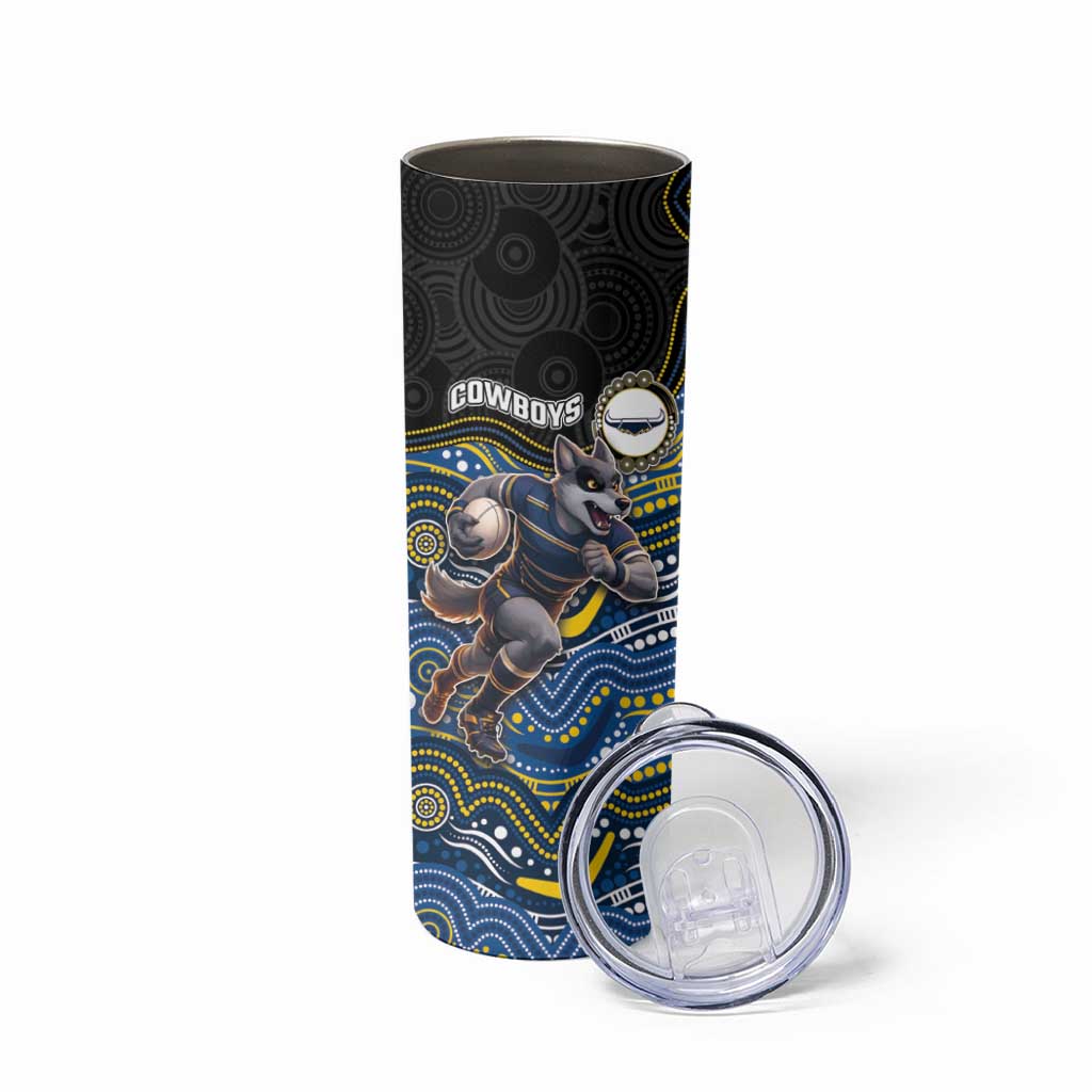 Custom Cowboys Skinny Tumbler Cattle Dog Mascot With Aboriginal Indigenous
