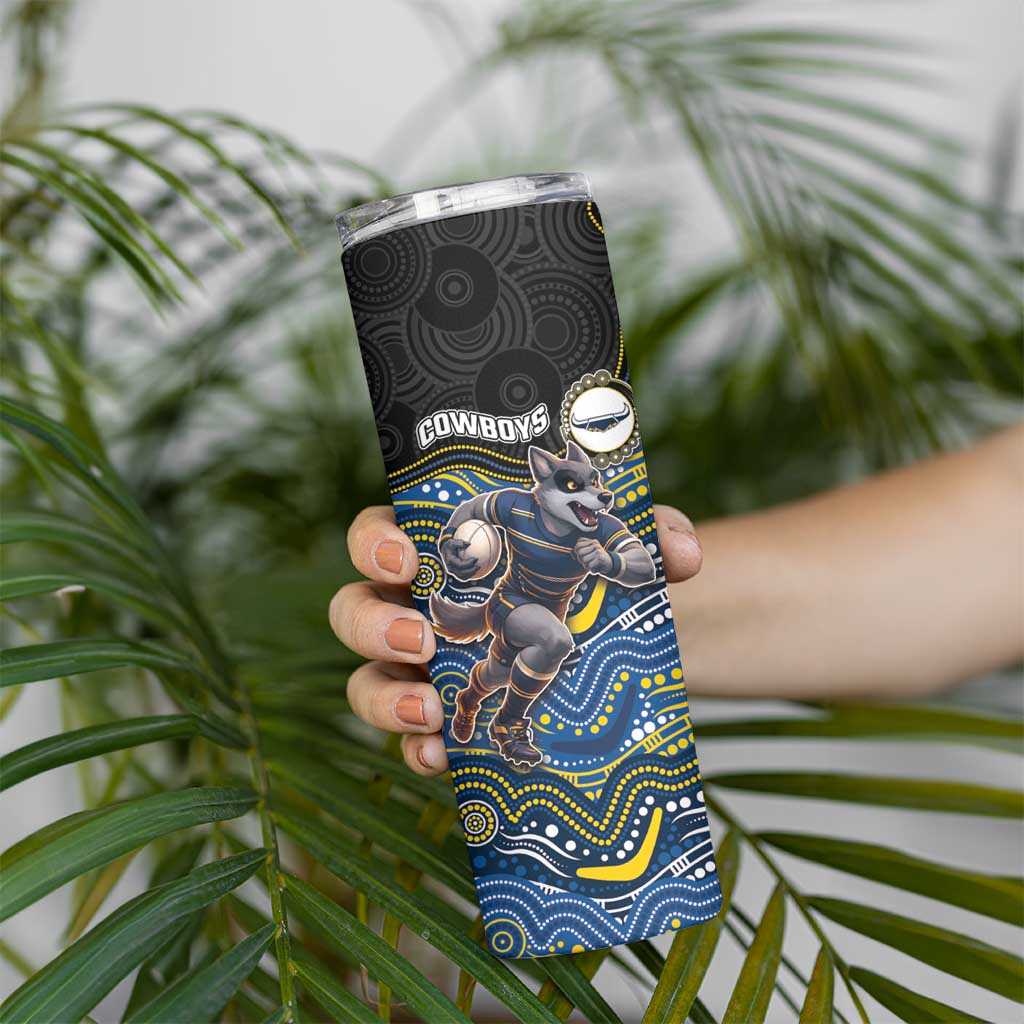 Custom Cowboys Skinny Tumbler Cattle Dog Mascot With Aboriginal Indigenous