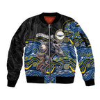 Custom Cowboys Sleeve Zip Bomber Jacket Cattle Dog Mascot With Aboriginal Indigenous
