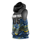 Custom Cowboys Sleeveless Hoodie Cattle Dog Mascot With Aboriginal Indigenous