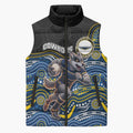 Custom Cowboys Sleeveless Puffer Jacket Cattle Dog Mascot With Aboriginal Indigenous