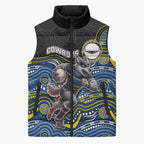 Custom Cowboys Sleeveless Puffer Jacket Cattle Dog Mascot With Aboriginal Indigenous