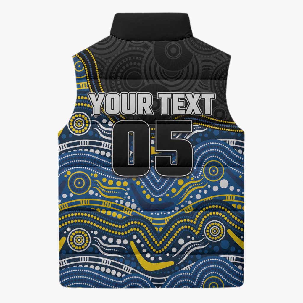 Custom Cowboys Sleeveless Puffer Jacket Cattle Dog Mascot With Aboriginal Indigenous