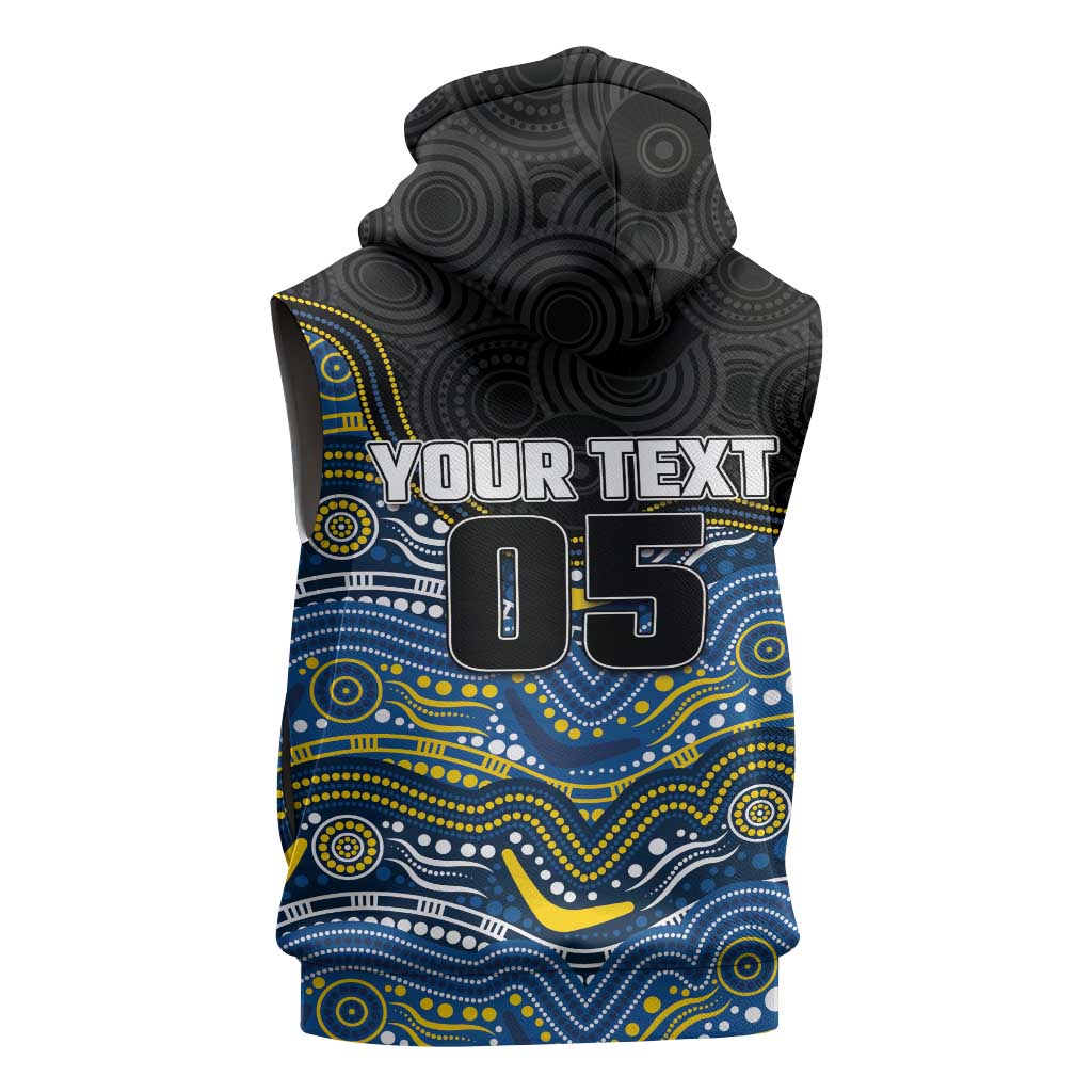 Custom Cowboys Sleeveless Zip Hoodie Cattle Dog Mascot With Aboriginal Indigenous