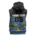 Custom Cowboys Sleeveless Zip Hoodie Cattle Dog Mascot With Aboriginal Indigenous
