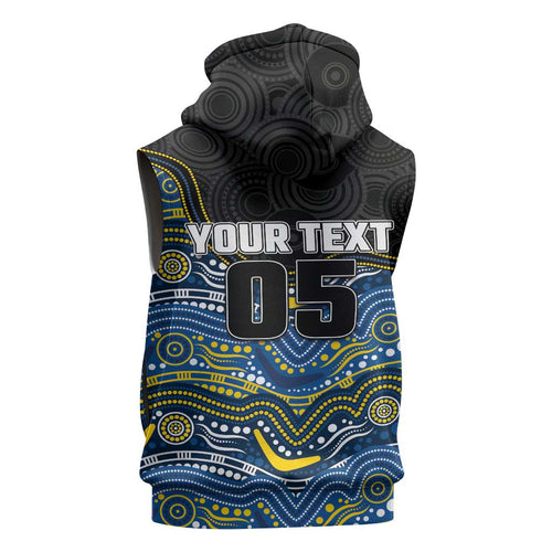 Custom Cowboys Sleeveless Zip Hoodie Cattle Dog Mascot With Aboriginal Indigenous