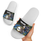 Custom Cowboys Slide Sandals Cattle Dog Mascot With Aboriginal Indigenous