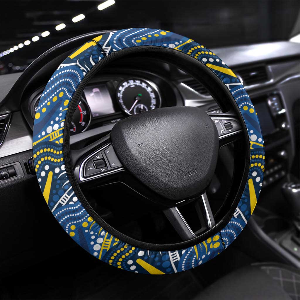Cowboys Steering Wheel Cover Cattle Dog Mascot With Aboriginal Indigenous