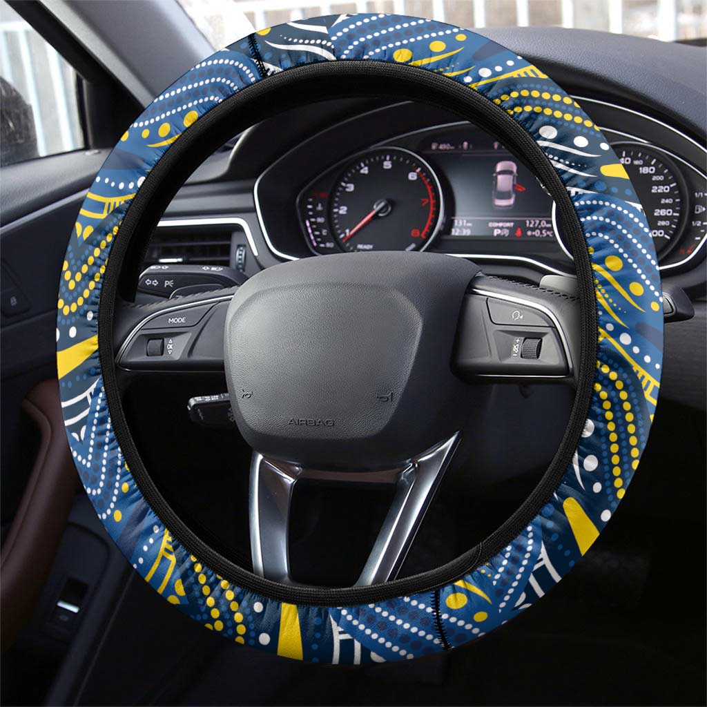 Cowboys Steering Wheel Cover Cattle Dog Mascot With Aboriginal Indigenous