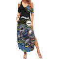Custom Cowboys Summer Maxi Dress Cattle Dog Mascot With Aboriginal Indigenous