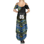 Custom Cowboys Summer Maxi Dress Cattle Dog Mascot With Aboriginal Indigenous