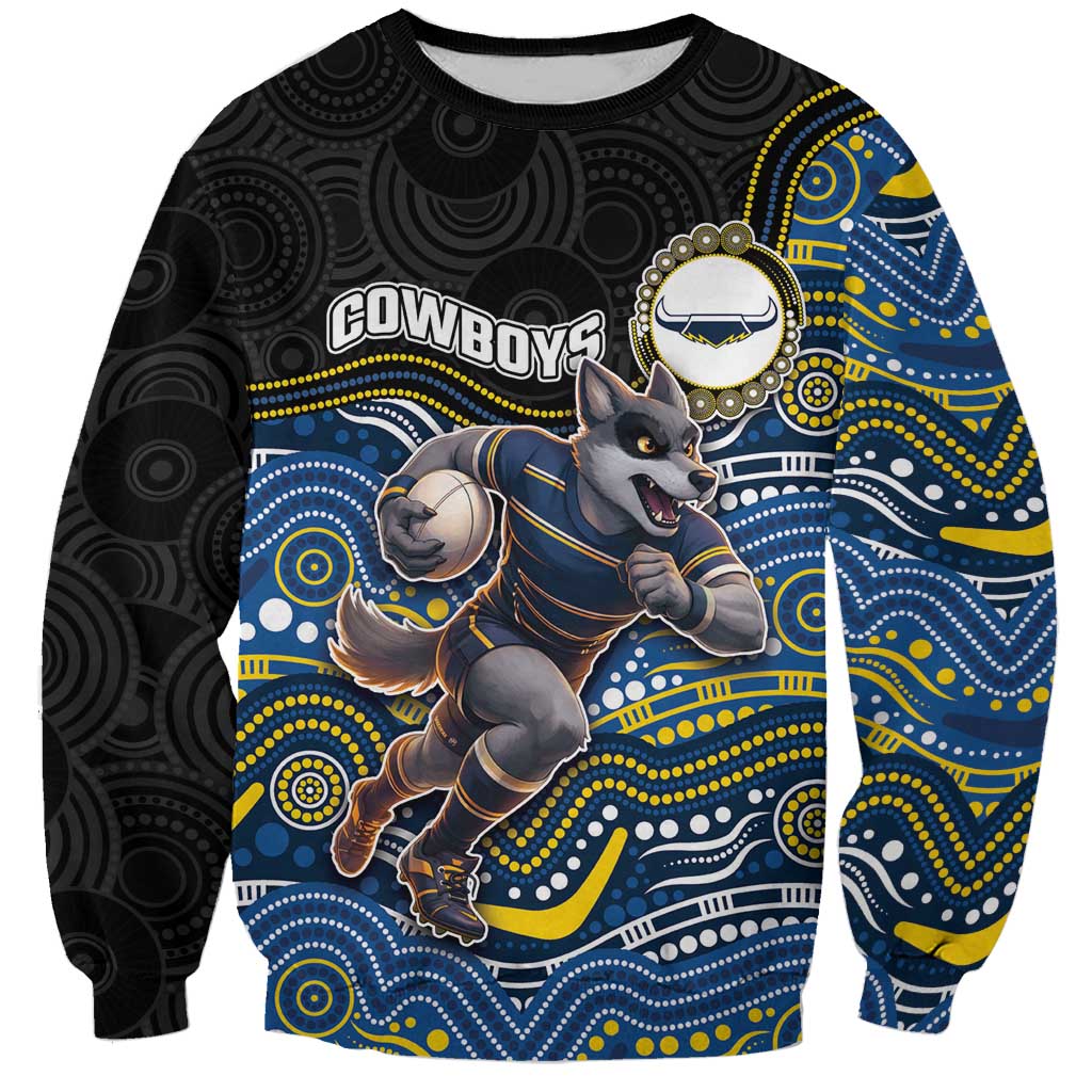Custom Cowboys Sweatshirt Cattle Dog Mascot With Aboriginal Indigenous