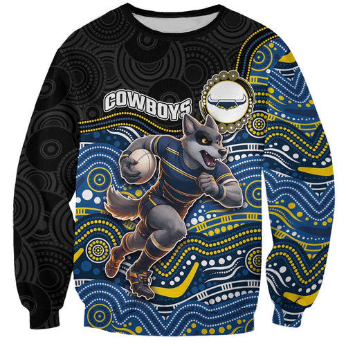 Custom Cowboys Sweatshirt Cattle Dog Mascot With Aboriginal Indigenous