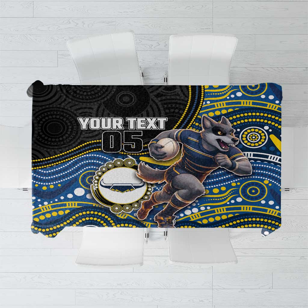 Custom Cowboys Tablecloth Cattle Dog Mascot With Aboriginal Indigenous