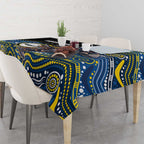 Custom Cowboys Tablecloth Cattle Dog Mascot With Aboriginal Indigenous