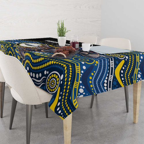 Custom Cowboys Tablecloth Cattle Dog Mascot With Aboriginal Indigenous