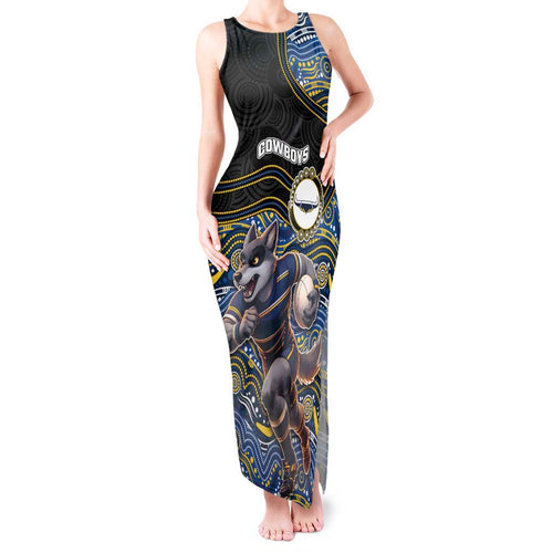 Custom Cowboys Tank Maxi Dress Cattle Dog Mascot With Aboriginal Indigenous