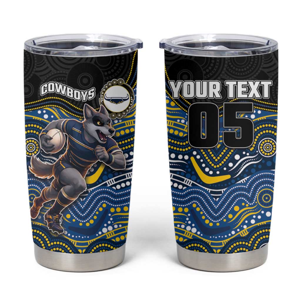 Custom Cowboys Tumbler Cup Cattle Dog Mascot With Aboriginal Indigenous